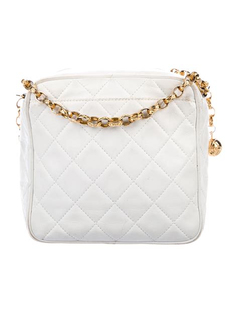 white chanel cross body|white vintage Chanel bag.